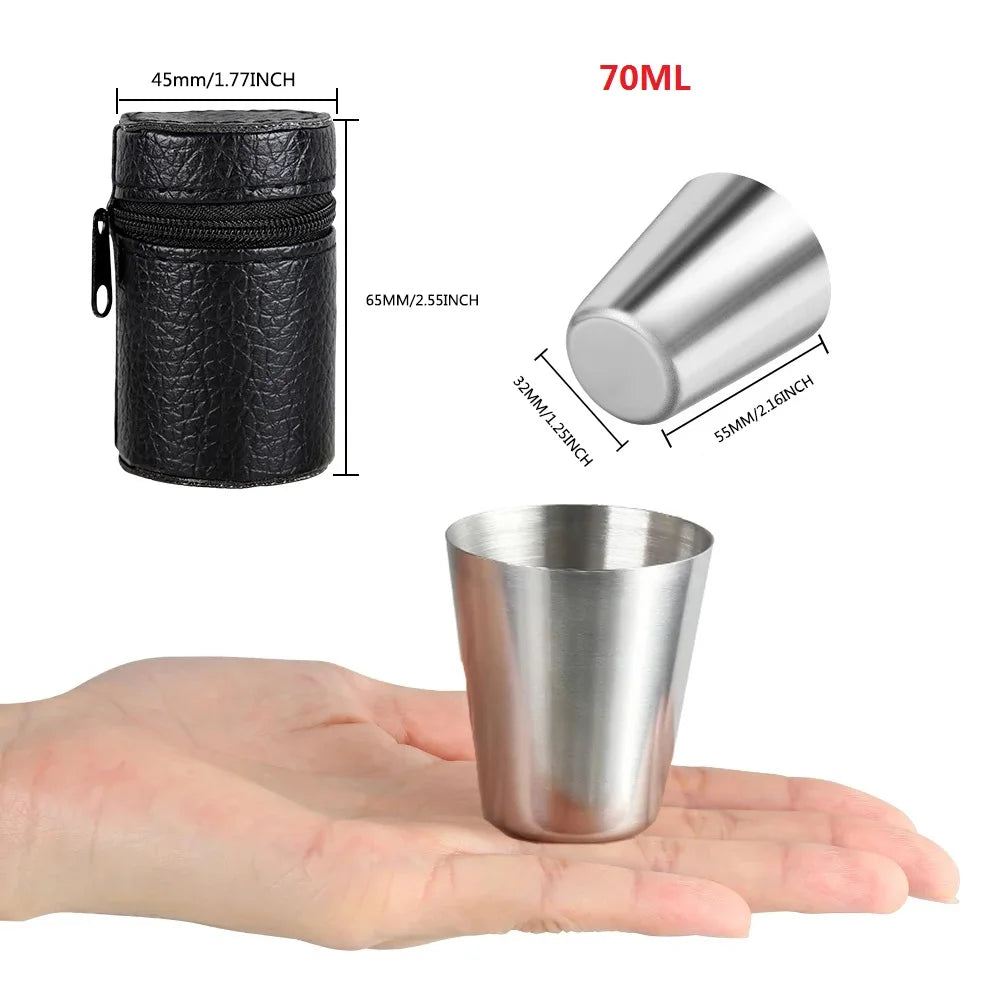 6Pcs/set Outdoor Practical Travel Stainless Steel Cups Mini Set Glasses For Whisky Wine With Case Portable Drinkware 30/70ml