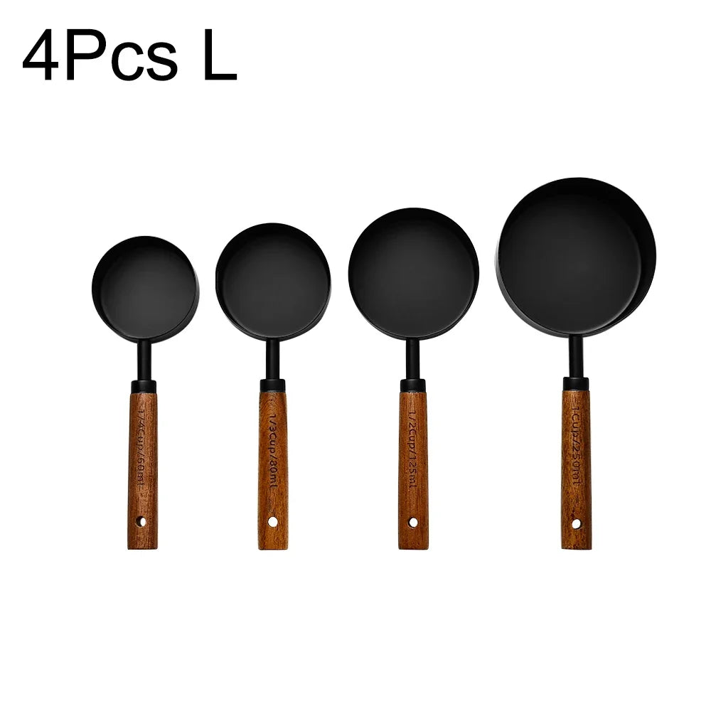 4/8Pcs Wooden Handle  Measuring Cups Spoons