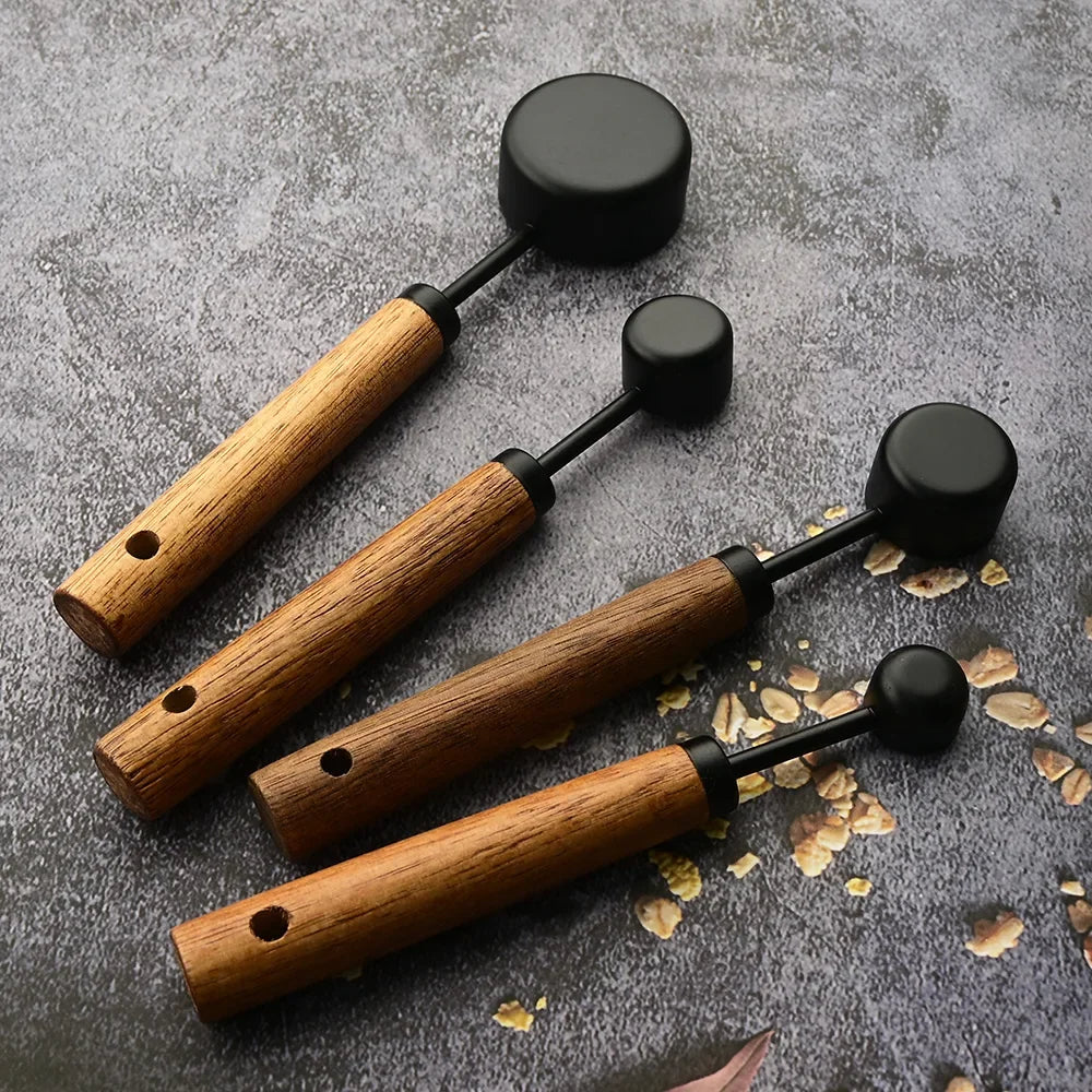 4/8Pcs Wooden Handle  Measuring Cups Spoons