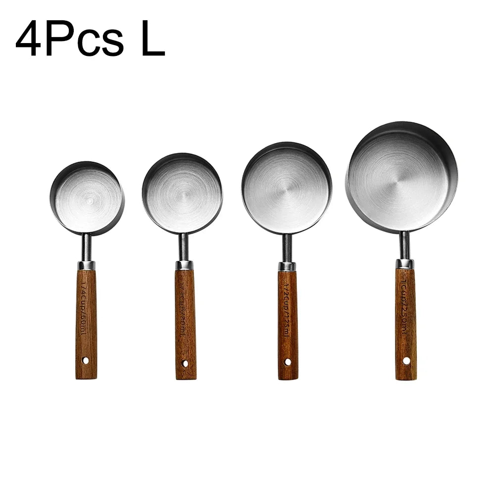 4/8Pcs Wooden Handle  Measuring Cups Spoons