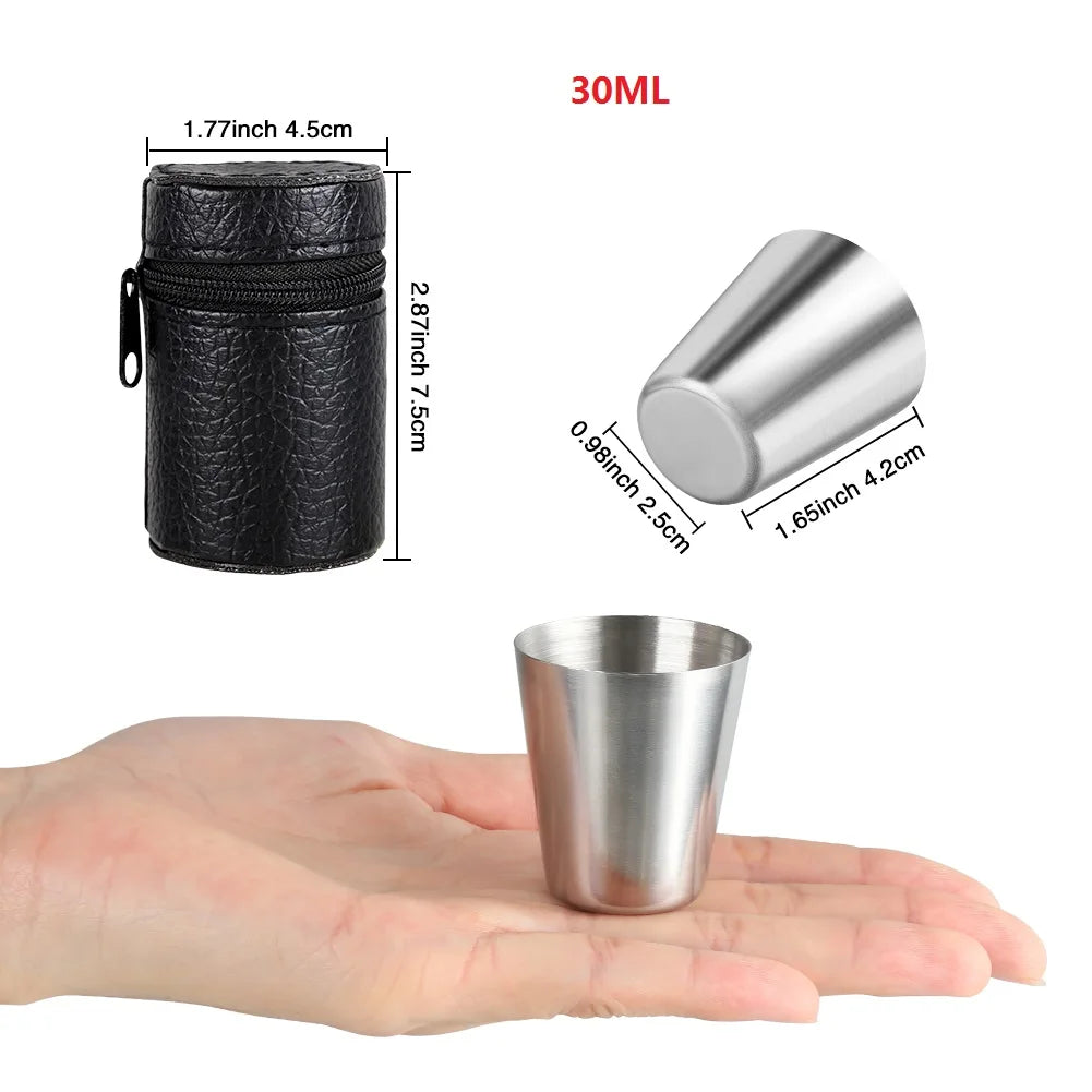 6Pcs/set Outdoor Practical Travel Stainless Steel Cups Mini Set Glasses For Whisky Wine With Case Portable Drinkware 30/70ml